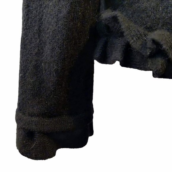 Collection Fifty Nine Womens Black 100% Cashmere Ruffle Trim Snaps Cardigan M - Picture 7 of 9